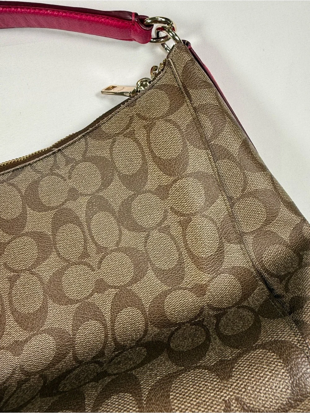 COACH Womens East West Celeste Hobo F34899 Signature Canvas Shoulder Bag Pink